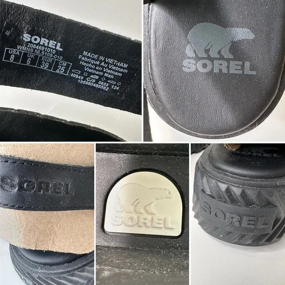 SOREL ONA Streetworks Fisherman Mid Sandal | Black Croc Embossed | Women’s 8 New - Picture 12 of 13
